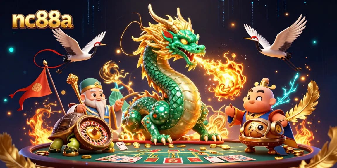 Engage with nc88a's thrilling gaming experience featuring a vibrant dragon and lucky cranes.