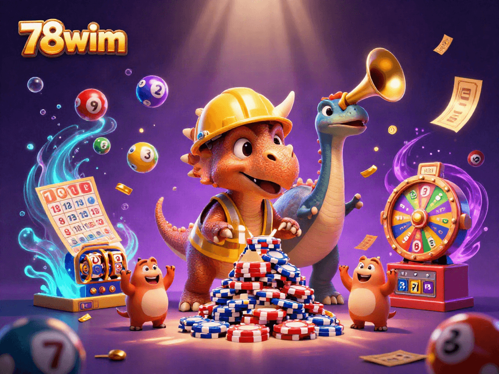 Engage in thrilling slots gameplay with vibrant triceratops and lottery elements in 78wim!