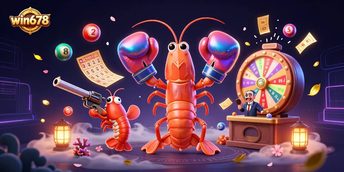 Experience thrilling gameplay at win678 with an animated scene full of vibrant lottery elements.