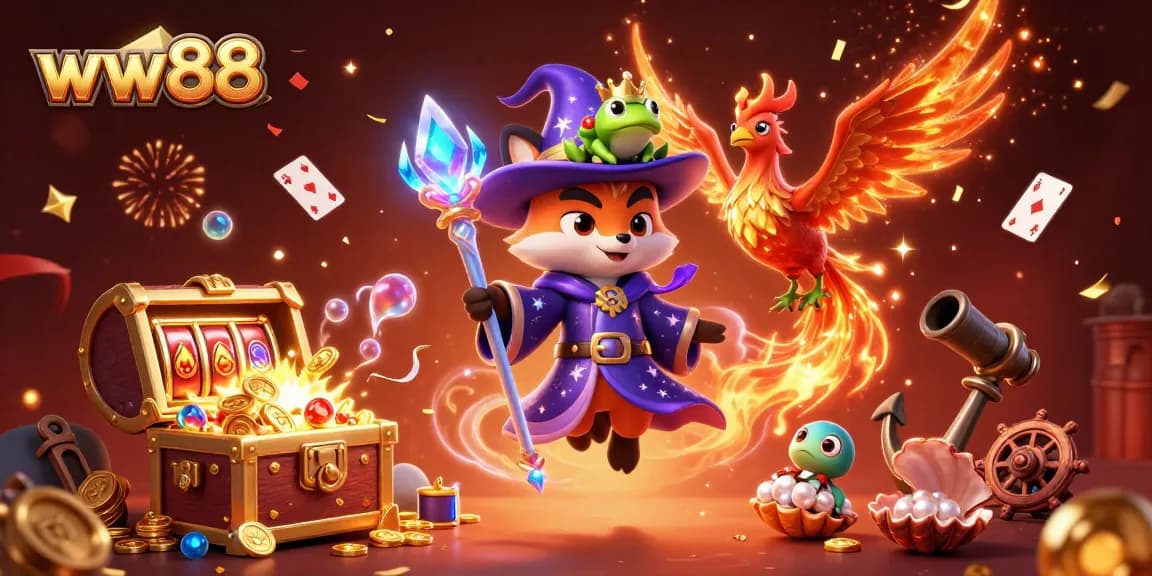 Experience thrilling wins at ww88 with a mystical casino scene featuring magical characters and vibrant game elements.