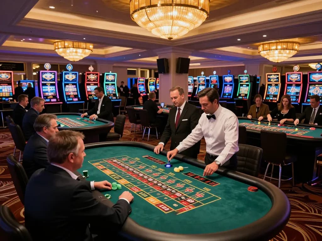 Players enjoying roulette at F168's luxurious casino, vibrant atmosphere and engaging gameplay.