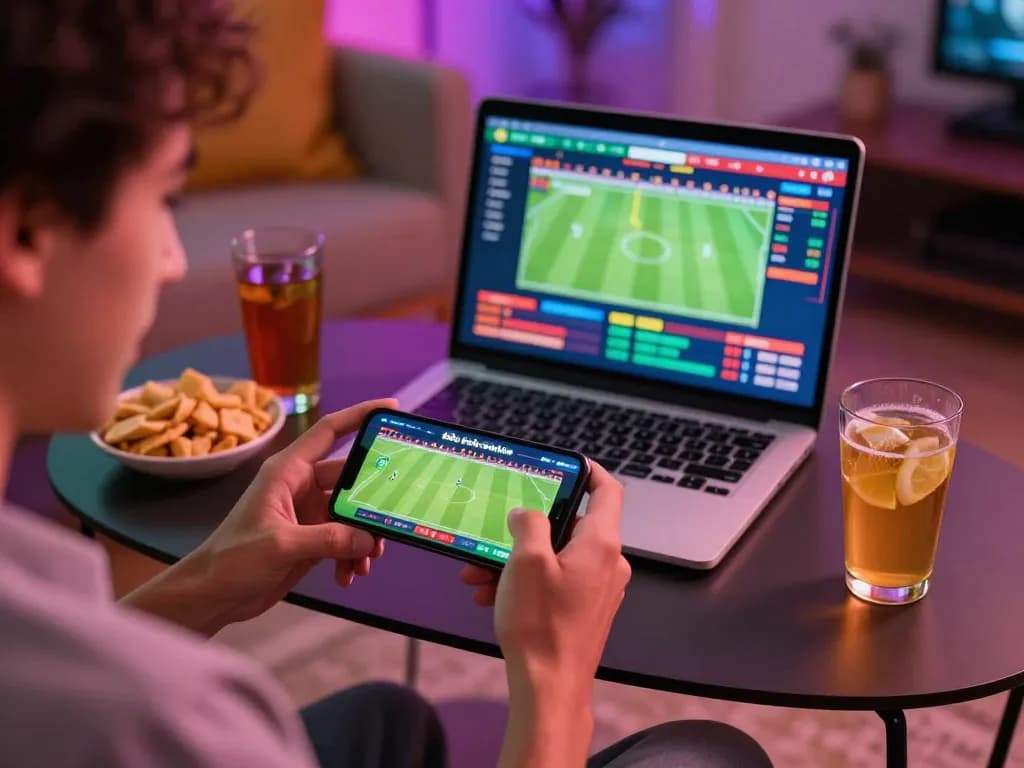 bóng đá trực tuyến experience displayed on smartphone during an exciting betting session with vibrant atmosphere.