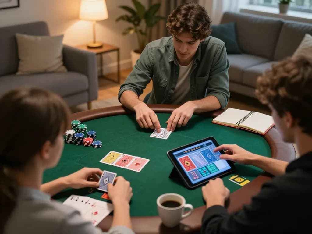 Player engaging in a strategic online poker game on 88xx platform with cozy home setup.