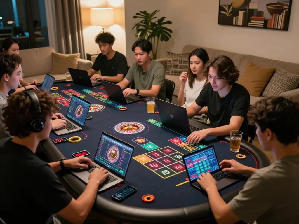 Players enjoying an engaging online roulette session at RED88 casino from the comfort of home
