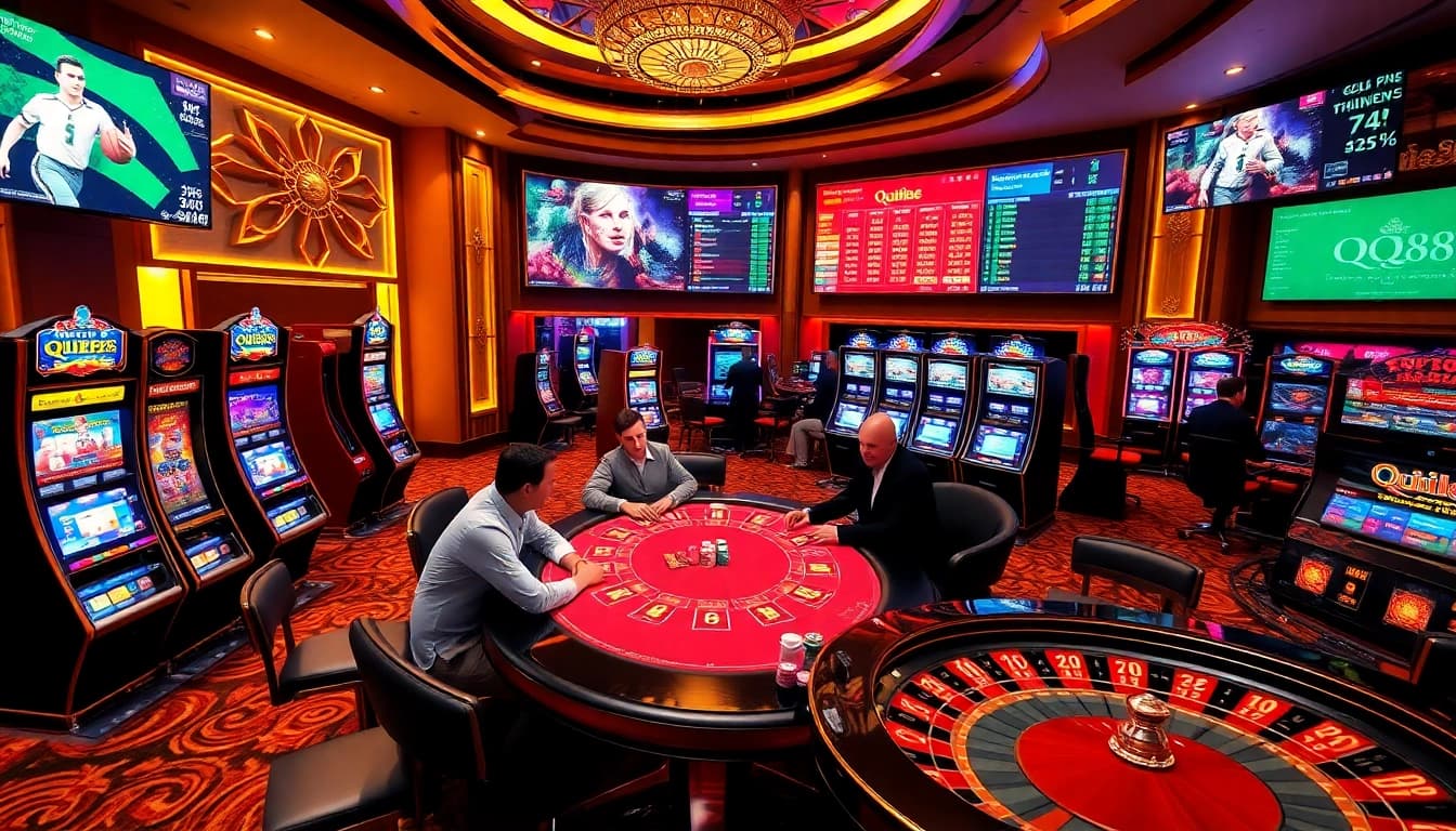 Engage with the thrilling experience of Trang Chủ QQ88 while playing at a high-end casino atmosphere.
