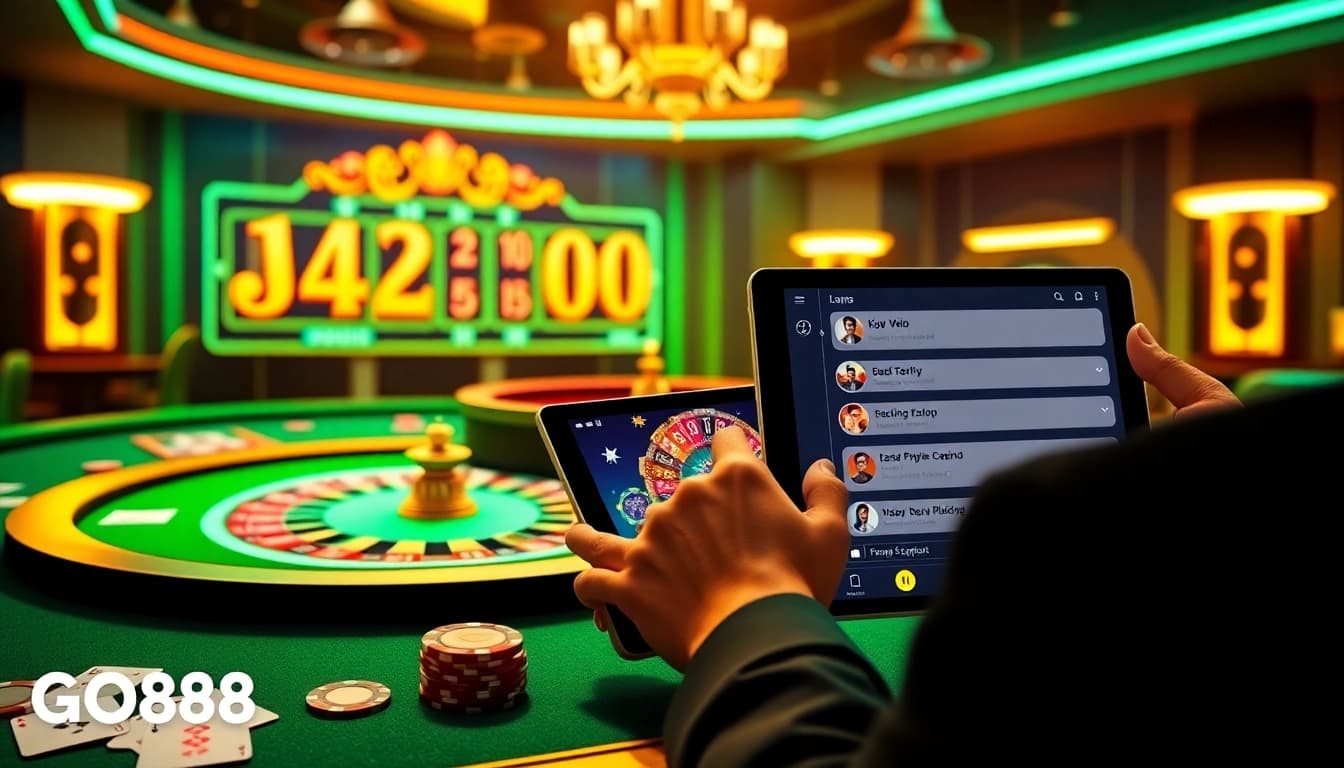 Engage with the vibrant Trang Chủ GO88 online casino experience featuring roulette and poker elements.