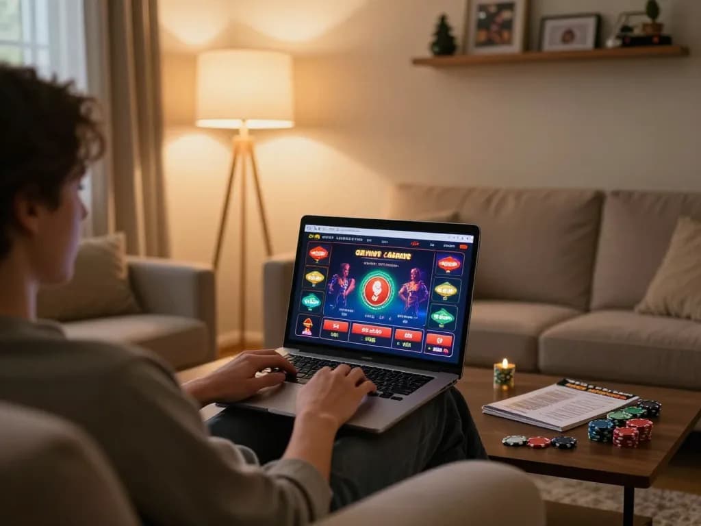 Engage with link vào 5699 while enjoying online casino gaming in a cozy living room setup.