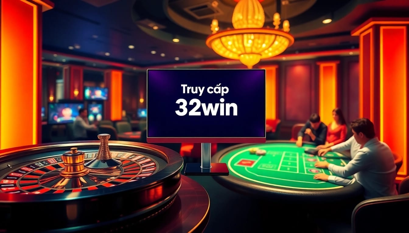 Experience luxury gaming with Truy cập 32win at vibrant casino tables, roulette wheels, and online interfaces.