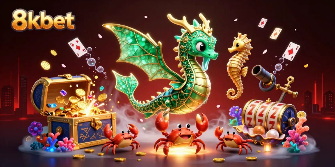 Experience thrilling gameplay with 8kbet featuring a vibrant underwater casino scene.