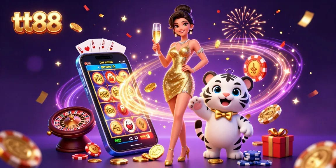 Play exciting games and win big at tt88 casino with glamorous characters and festive elements.