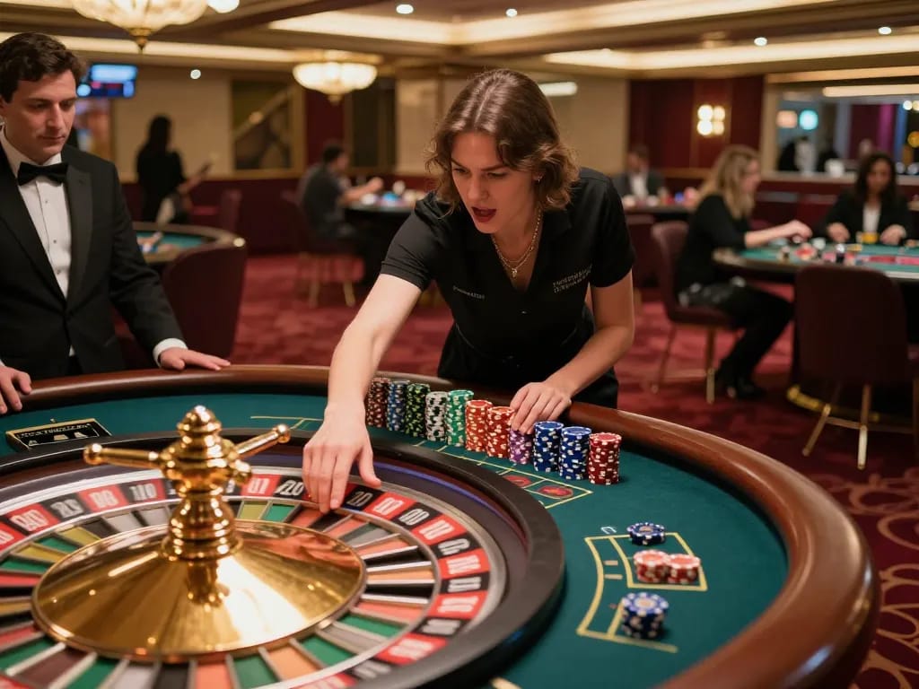 Watch a player placing a bet at a go88 roulette table in a luxurious casino setting