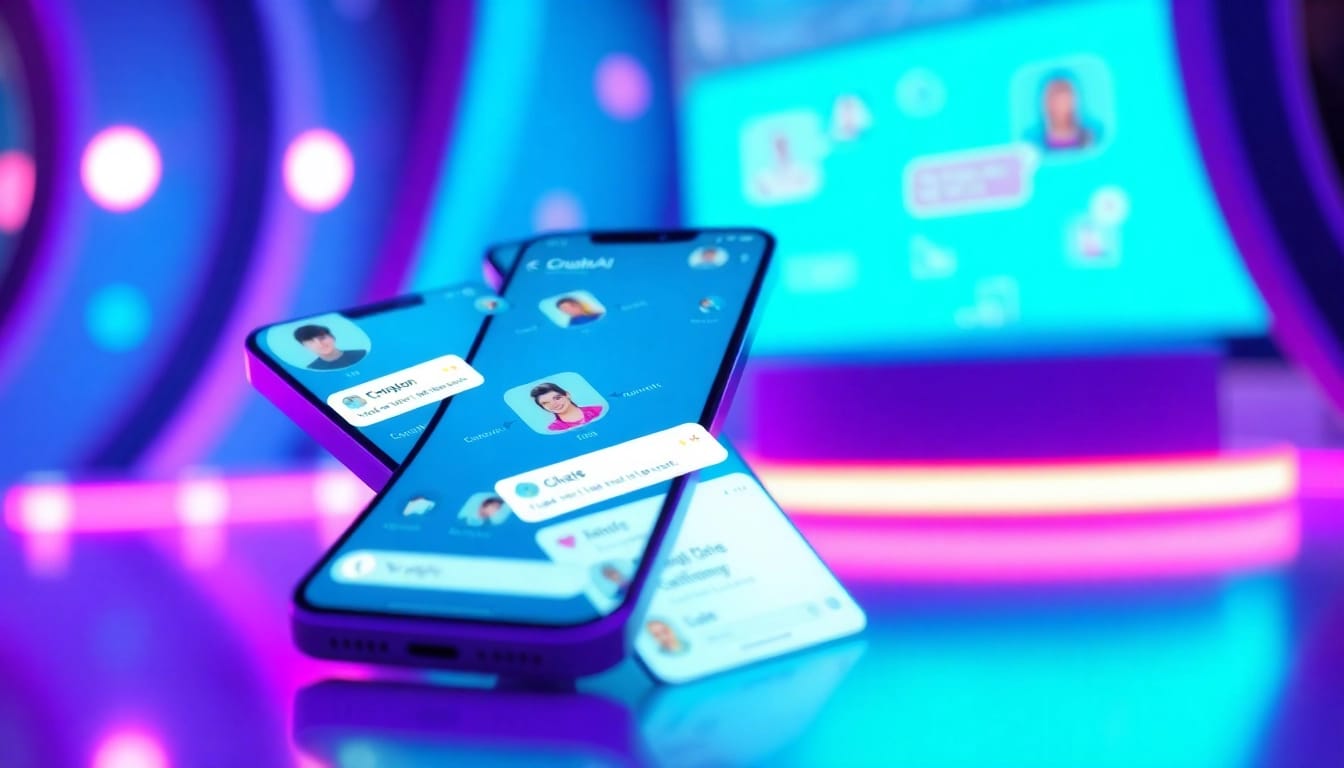 Crushon AI app interface showcasing vibrant chat features and user engagement.