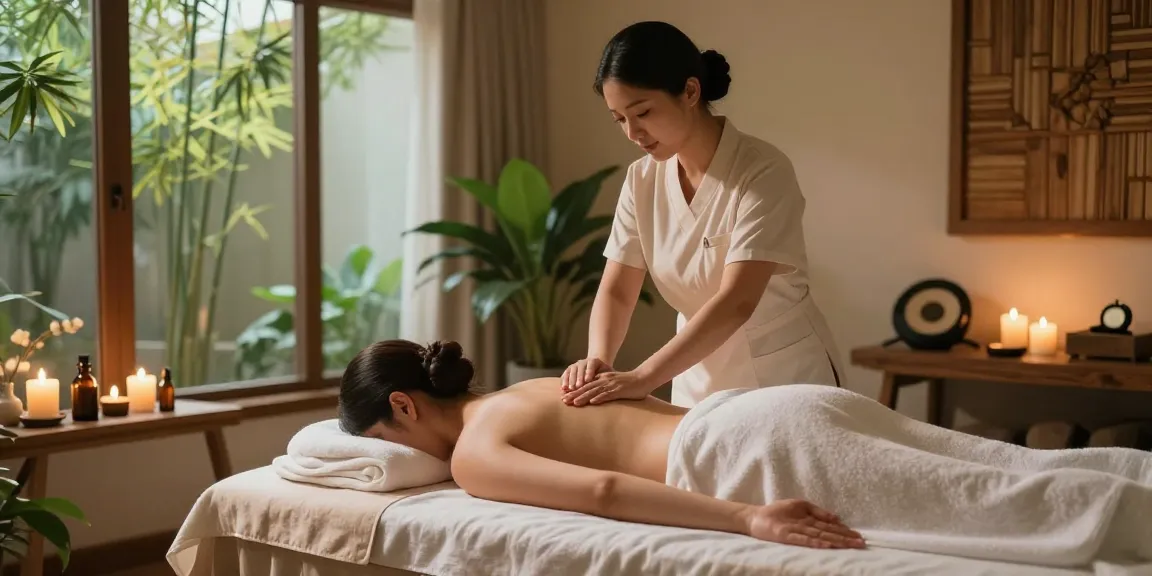도봉구출장마사지 session showcasing a professional massage therapist in a serene spa atmosphere.