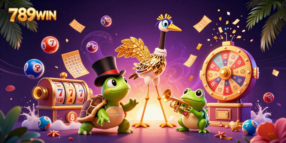 Experience the excitement of winning at 789WIN with vibrant lottery balls and engaging characters.