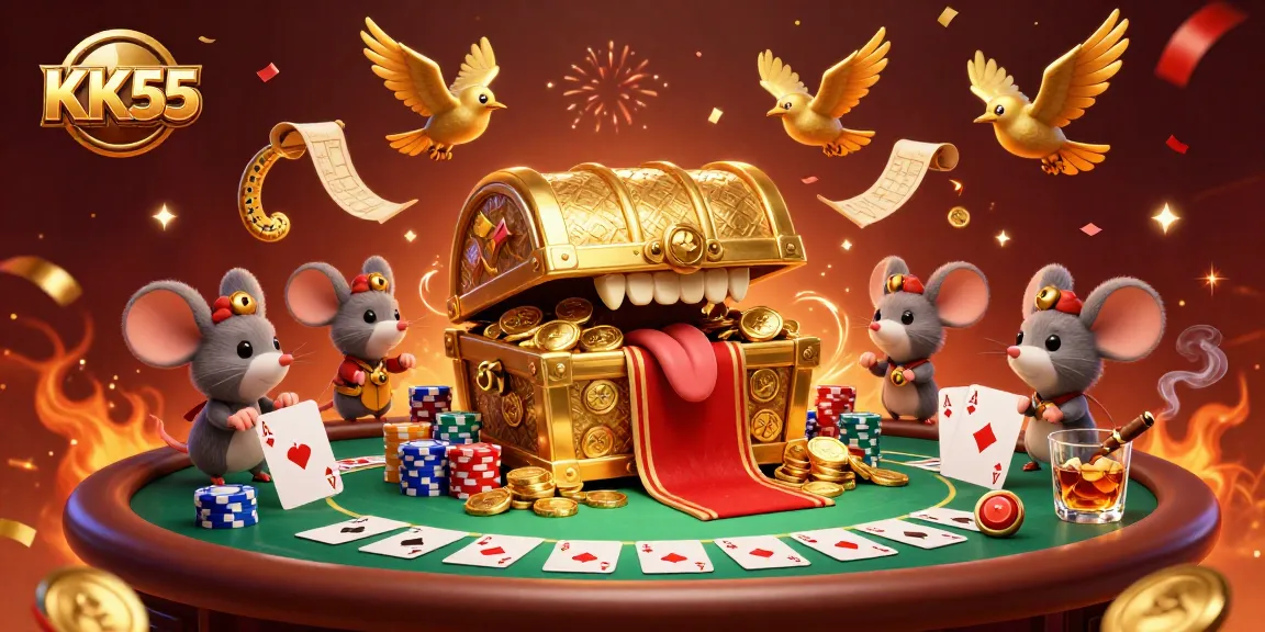 Experience thrilling gameplay with KK55's vibrant casino scene, showcasing dynamic poker action.