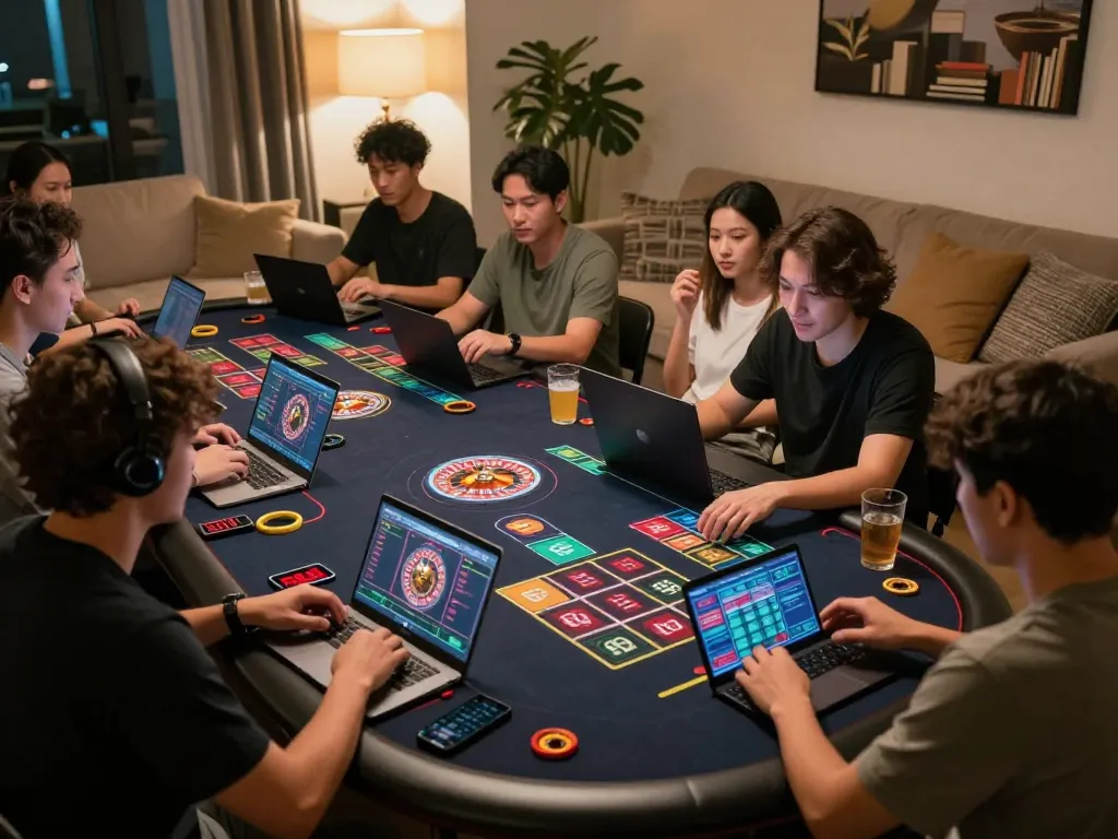 Players enjoying an engaging online roulette session at RED88 casino from the comfort of home