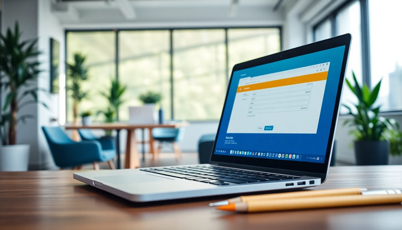 Streamlined interface of the uk eta online application process on a laptop in a bright office environment.