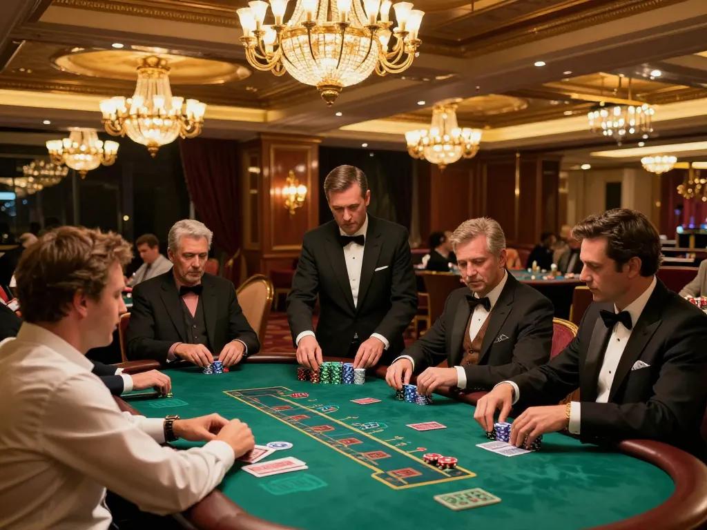 manclub players strategizing at blackjack tables, experiencing the thrill of casino gaming