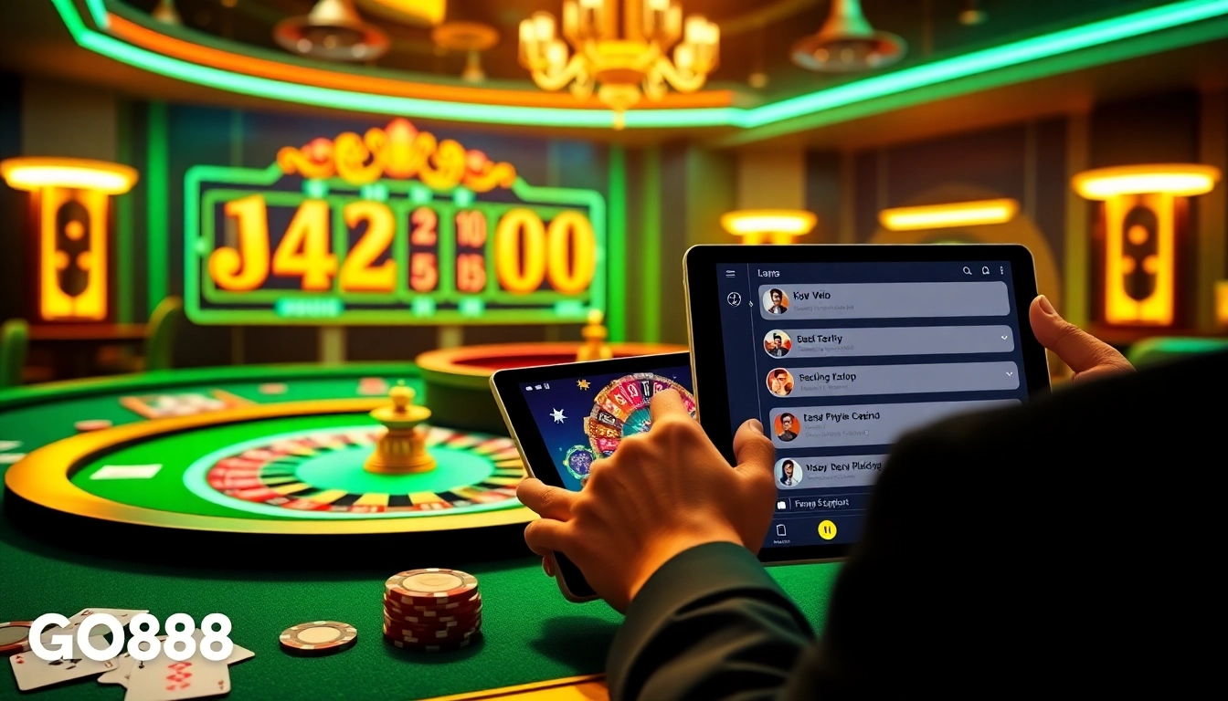 Engage with the vibrant Trang Chủ GO88 online casino experience featuring roulette and poker elements.