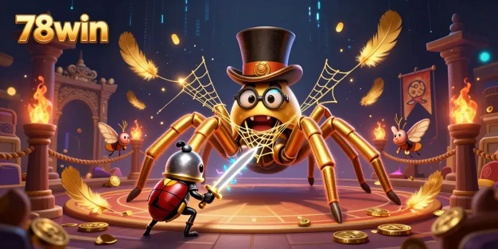 Experience thrilling gambling action with 78win in this vibrant illustration, featuring dynamic casino elements.