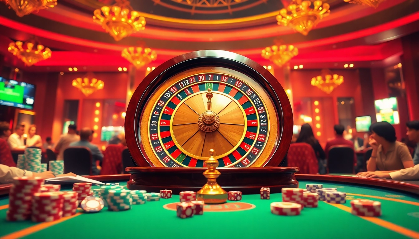 Experience the excitement of GG88 at a luxurious casino table with glowing roulette and chips.