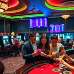Players engaging with the app hdbet in a luxurious casino environment.