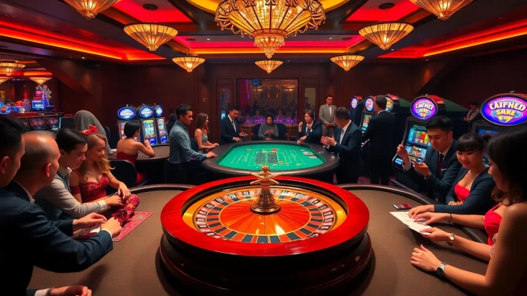 Engaged gamblers enjoying their play at https://rr88.black/ in a luxurious casino atmosphere.