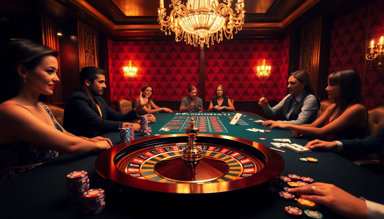 Players celebrating their wins at https://32wincasino.com/ with vibrant casino tables and luxurious atmosphere.