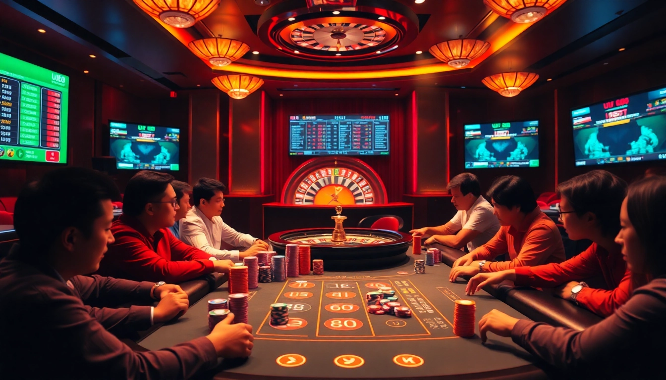 Players engaging in high-stakes betting at UU88's luxury poker table.