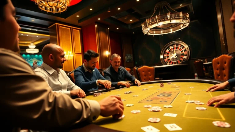 Experience thrilling gameplay at UU88 OKWIN with engaged players at a vibrant poker table.