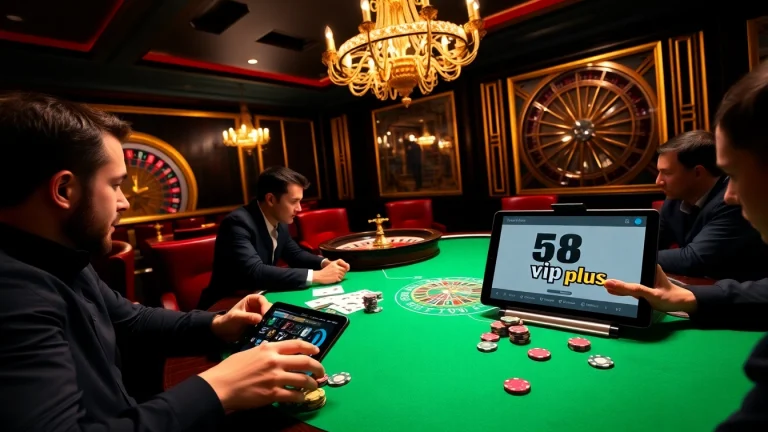 Play poker intensely at https://68vip.plus/ with vibrant chips and cards in a luxurious casino setting.
