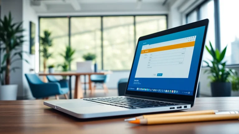 Streamlined interface of the uk eta online application process on a laptop in a bright office environment.